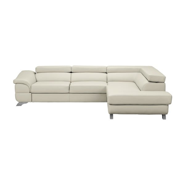 Divano letto angolare Gamma in similpelle beige con contenitore, angolo destro - Windsor & Co Sofas