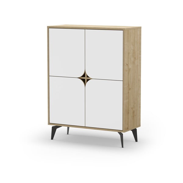 Mobile in rovere decorato in bianco e naturale 90x120 cm Nola - Marckeric-image-3