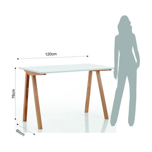 Tavolo da lavoro con piano bianco 60x120 cm Mak - Tomasucci-image-4