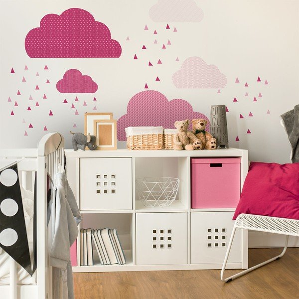 Adesivo murale rosa Nuvole scandinave - Ambiance-image-3