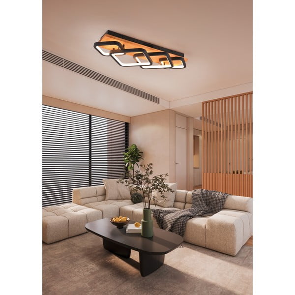 Plafoniera a LED dimmerabile in colore nero-naturale 32x72 cm Rama - Trio-image-1