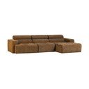 Divano angolare marrone cognac reclinabile (con penisola a destra/con chaise lounge) Novi – WOOOD