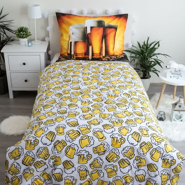 Set copripiumino e federa color ambra in cotone per letto singolo 140x200 cm Beer – Jerry Fabrics-image-2