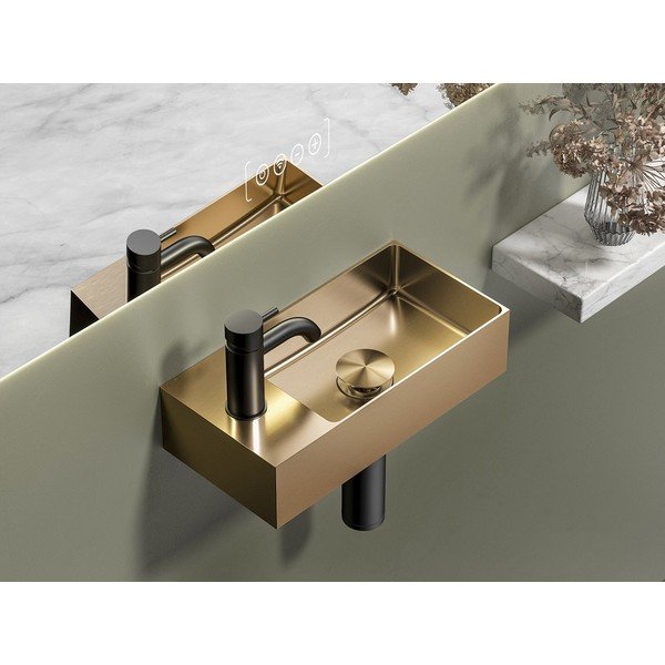 Lavabo color rame in acciaio inox 36,5x18 cm Aurum – Sapho-image-1