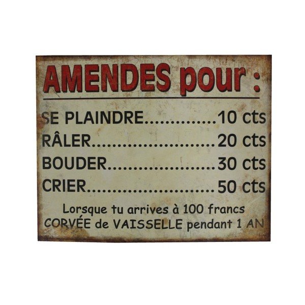 Insegna in lamiera Amendes Pour - Antic Line