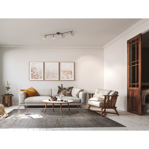 Plafoniera in nero e oro con paralume in metallo ø 8 cm Vano - Fischer & Honsel-image-2