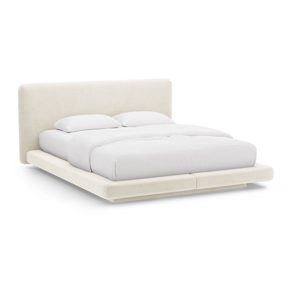 Letto matrimoniale imbottito avorio 200x200 cm Linea – Micadoni  | Letti matrimoniali