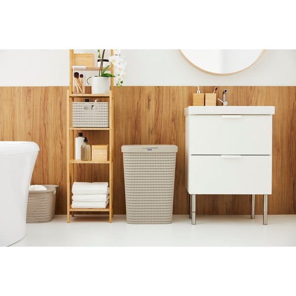 Cesto portabiancheria in plastica beige 55 l Country - Rotho-image-1