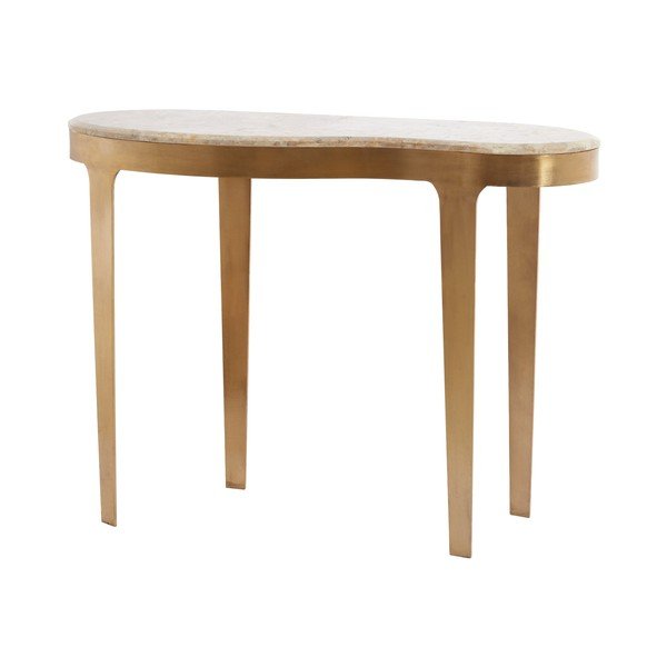 Tavolo consolle color bronzo/grigio tortora con piano in marmo 40x110 cm Giulio – Light & Living-image-3