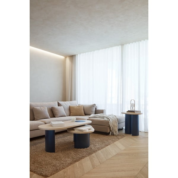 Tavolino da salotto blu/di colore naturale con effetto frassino 50x120 cm Nori – Teulat-image-1