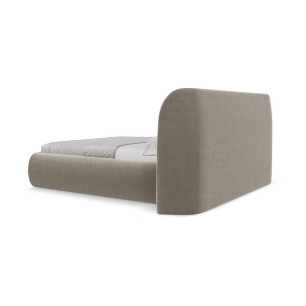 Letto matrimoniale imbottito tortora con contenitore con griglia 160x200 cm Hauke - Makamii-image-4