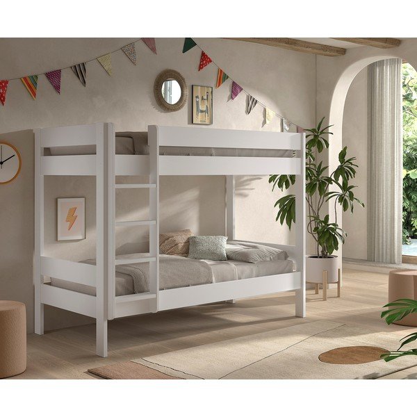 Letto da bambini a castello bianco con rete inclusa 90x200 cm Primo – Vipack-image-1