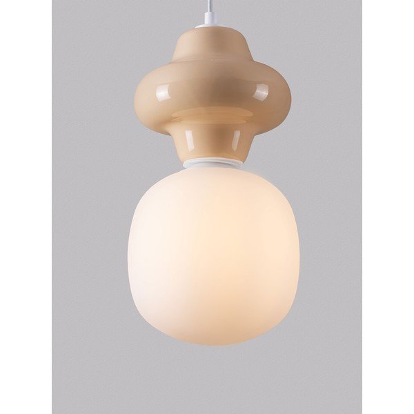 Lampadario bianco/color crema in ceramica con paralume in vetro ø 18 cm Clio – Nova Luce-image-1