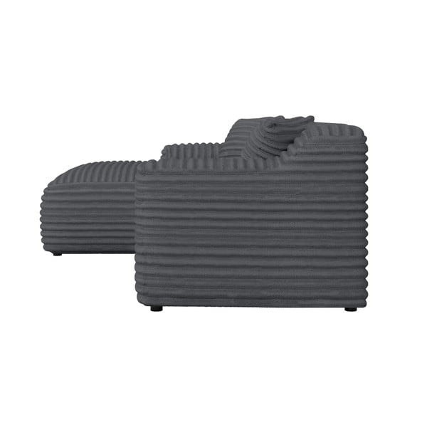 Divano angolare grigio scuro (con penisola a sinistra e chaise lounge) rivestito in velluto a coste Martin – Ropez-image-3