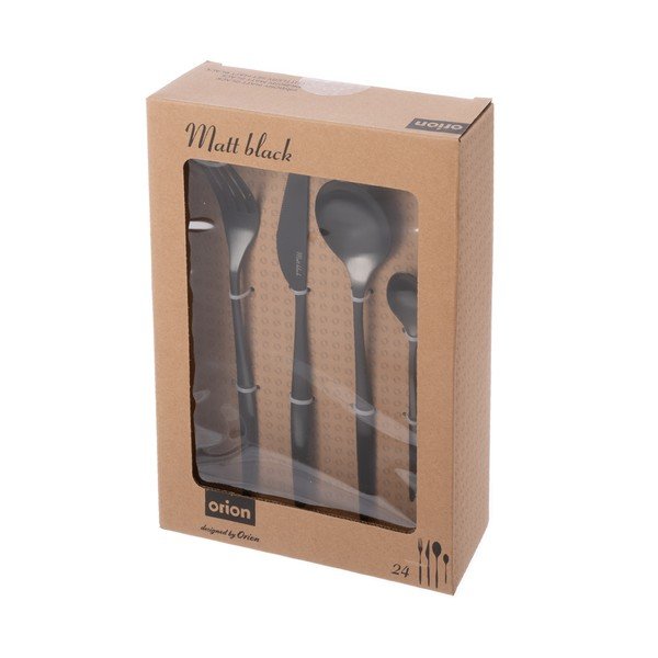 Posate nere in acciaio inox 24 pz – Orion-image-4