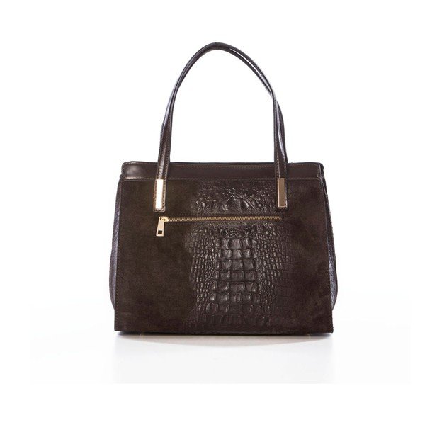 Kožená kabelka Croco Dark Brown-image-2