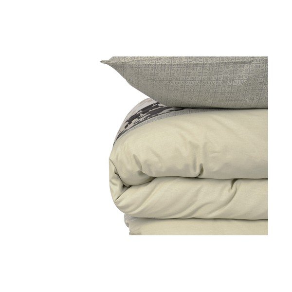 Lenzuolo singolo in cotone beige Quadrato, 140 x 200 cm - Mijolnir-image-3