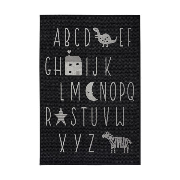 Tappeto nero per bambini Lettere, 160 x 230 cm - Ragami