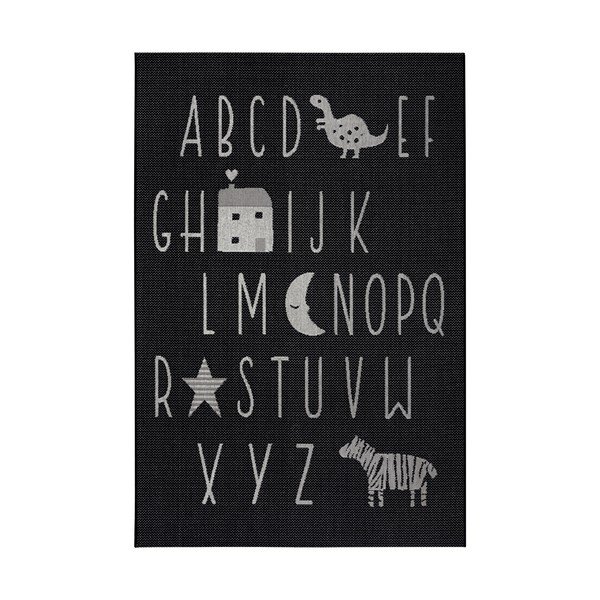 Tappeto nero per bambini Lettere, 80 x 150 cm - Ragami