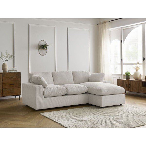 Divano angolare beige con rivestimento in velluto a coste Belair – Bobochic Paris-image-1