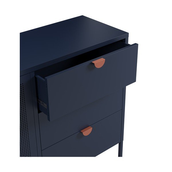 Credenza blu scuro in metallo 140x90x40 cm Sayla – Marckeric-image-3