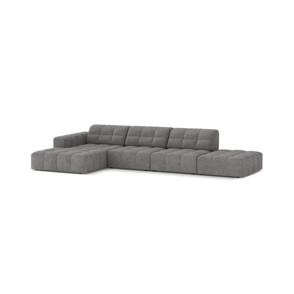 Divano angolare grigio (con penisola a sinistra/con chaise lounge) con rivestimento in ciniglia Chicago – Cosmopolitan Design-image-1