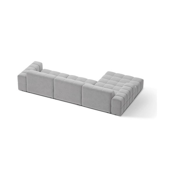 Divano angolare grigio chiaro (con penisola a sinistra/con chaise lounge) con rivestimento in velluto Chicago – Cosmopolitan Design-image-2