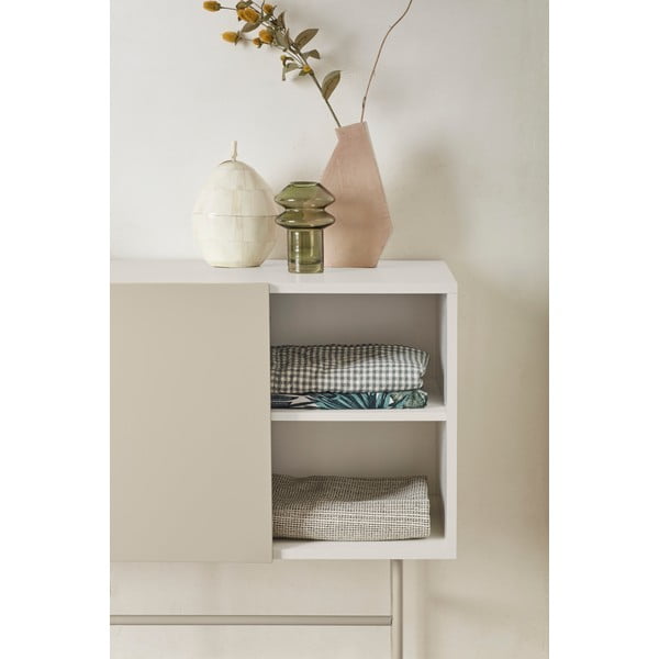 Cassettiera beige/color crema con porte scorrevoli 140x91x45 cm Nube – Teulat-image-1