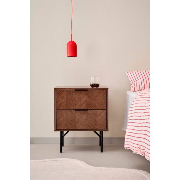 Comodino colore naturale scuro con effetto noce Duvberg – Jotex-image-1