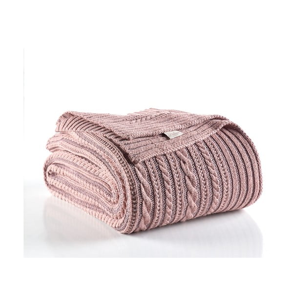 Copriletto rosa cipria in misto cotone Camila, 220 x 240 cm - Homemania Decor-image-1