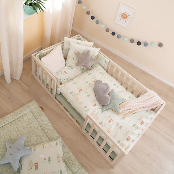 Set copripiumino e federa da bambini verde chiaro in cotone per culla 100x135 cm Woodland Buddies – Roba-image-1