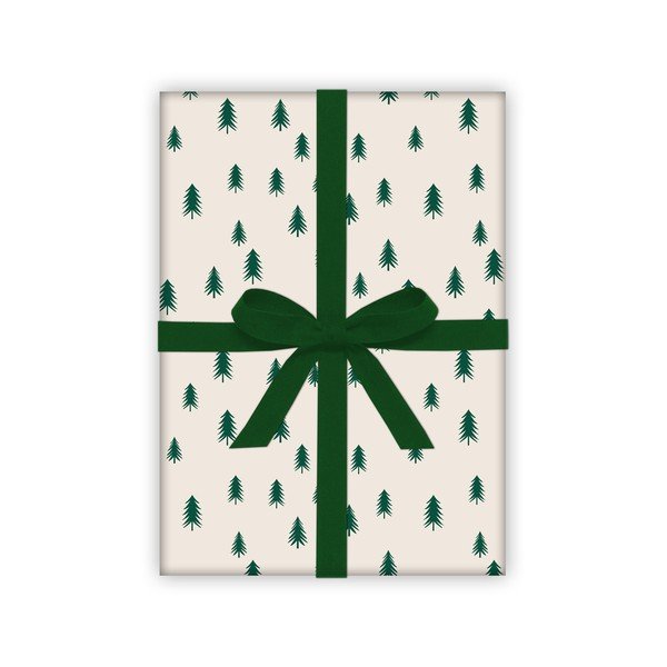 5 fogli di carta da regalo beige-verde , 50 x 70 cm Christmas Trees - eleanor stuart-image-1