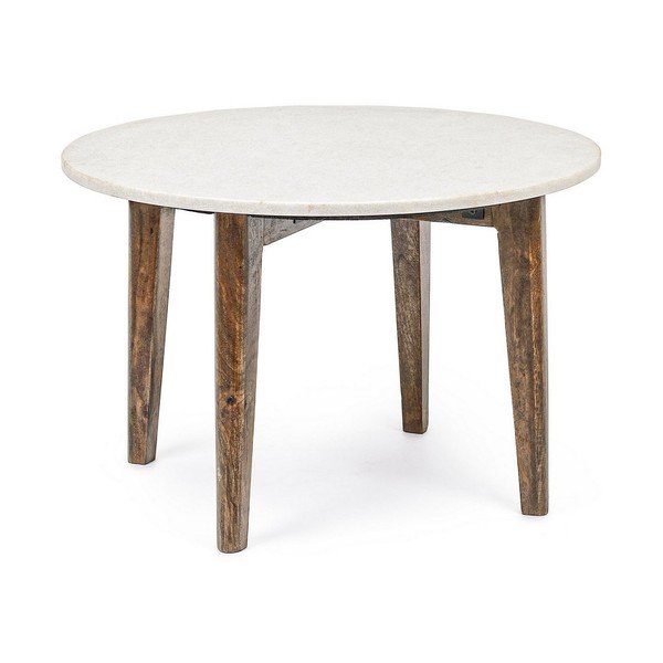 Tavolino da salotto rotondo bianco/di colore naturale con piano in marmo ø 60 cm Sylvester – Bizzotto