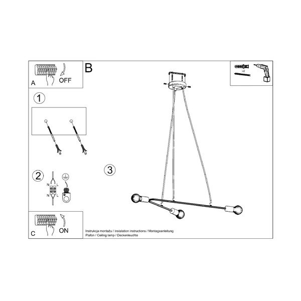 Lampada a sospensione nera 80x40 cm Latomia - Sollux-image-4
