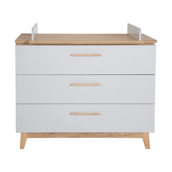 Cassettiera bassa grigio chiaro in rovere con fasciatoio 117x104 cm Caro - Roba-image-2