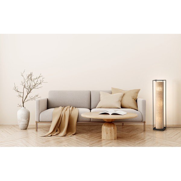 Lampada da terra nera e beige con paralume in tessuto (altezza 114,5 cm) Thor - Fischer & Honsel-image-1