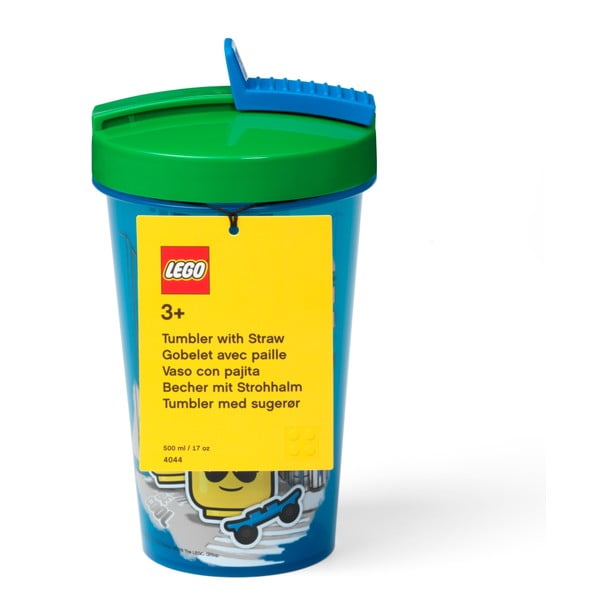 Tazza blu con coperchio verde e cannuccia , 500 ml Iconic - LEGO®-image-1