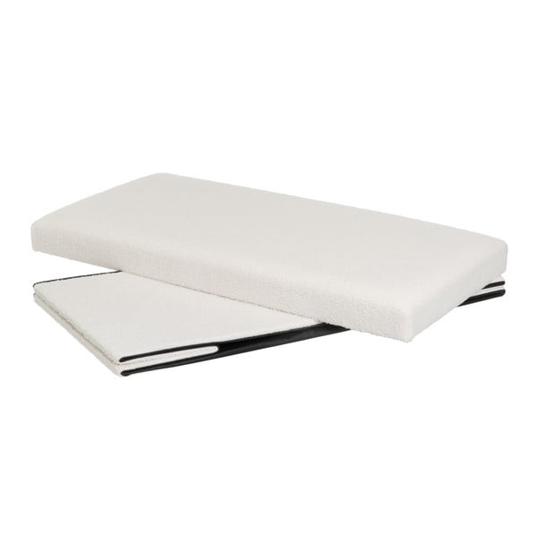 Poggiapiedi in tessuto bouclé bianco Ecru - Casa Selección-image-2