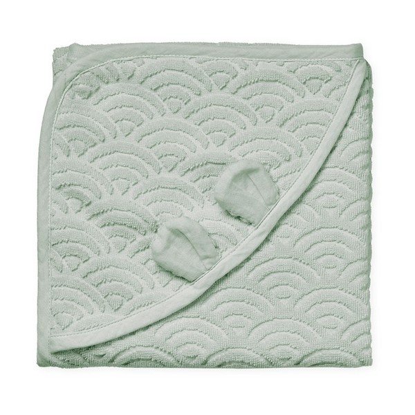 Asciugamano con cappuccio da bambini color menta in cotone organico 80x80 cm Dusty Green – Cam Cam Copenhagen