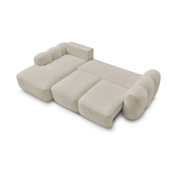Divano angolare beige allungabile/con contenitore (con penisola a sinistra/con chaise lounge) con rivestimento in bouclé Montaigne – Bobochic Paris-image-4