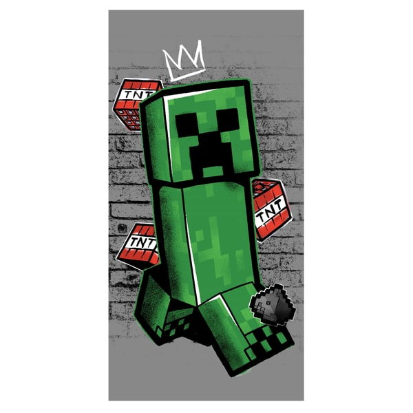 Asciugamano per bambini verde/grigio in cotone 70x140 cm Minecraft "Metro Art Creeper" – Jerry Fabrics