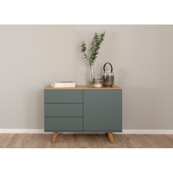 Cassettiera verde con gambe in faggio , 109 x 77 cm Amelia - Tenzo-image-1