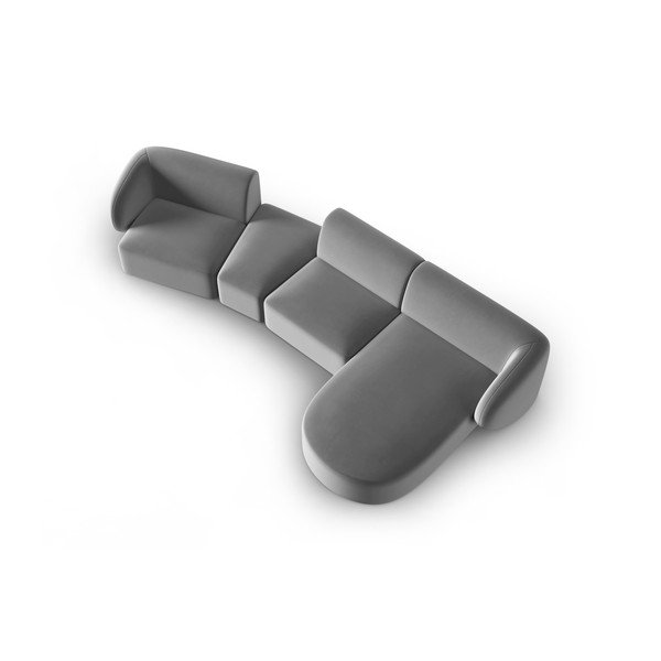 Divano angolare grigio (con penisola a destra/con chaise lounge) con rivestimento in velluto Paolo – Milo Casa-image-1