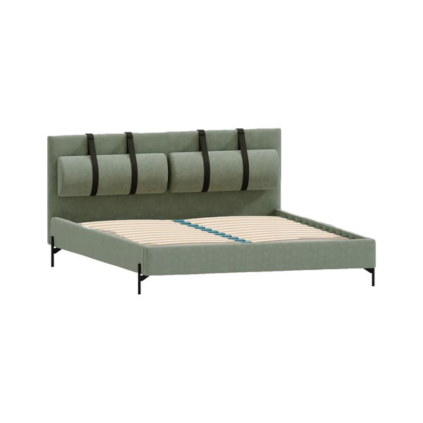 Letto matrimoniale imbottito verde con griglia 200x200 cm Tulsa - Ropez