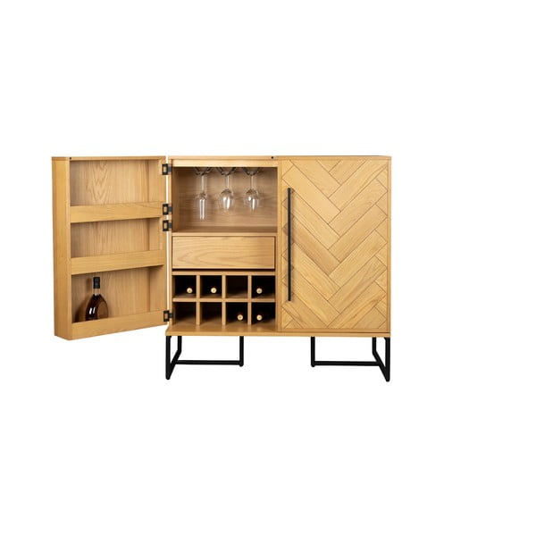 Mobile da vino in rovere per 24 bottiglie, 100x100 cm Class - Dutchbone-image-3