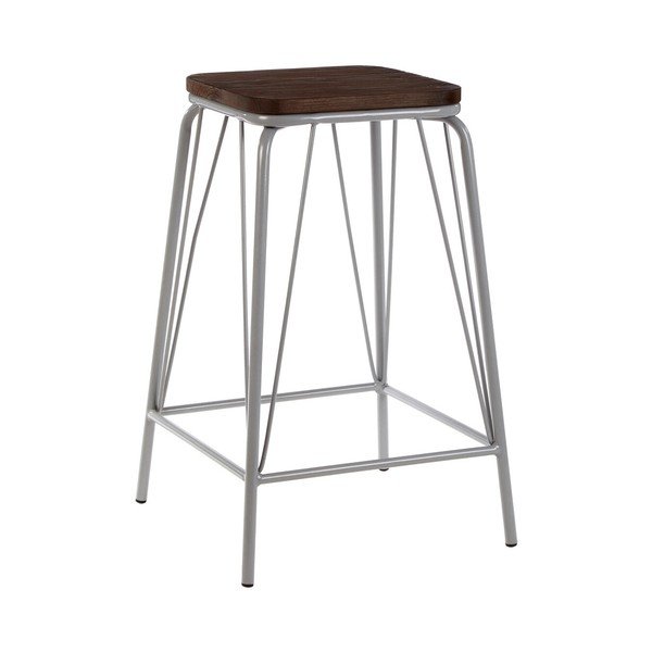 Sgabello grigio/colore naturale scuro in olmo massiccio District – Premier Housewares