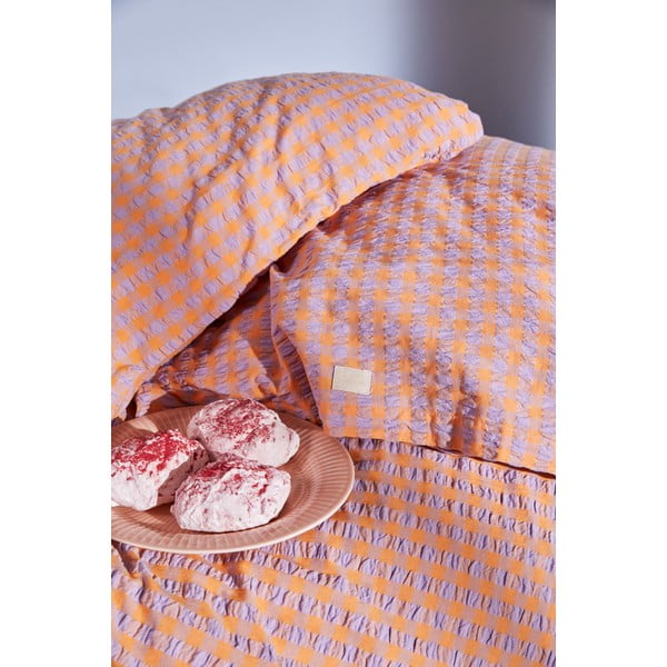 Biancheria da letto singola in crêpe arancio-lavanda 140x200 cm Bæk&Bølge - JUNA-image-3