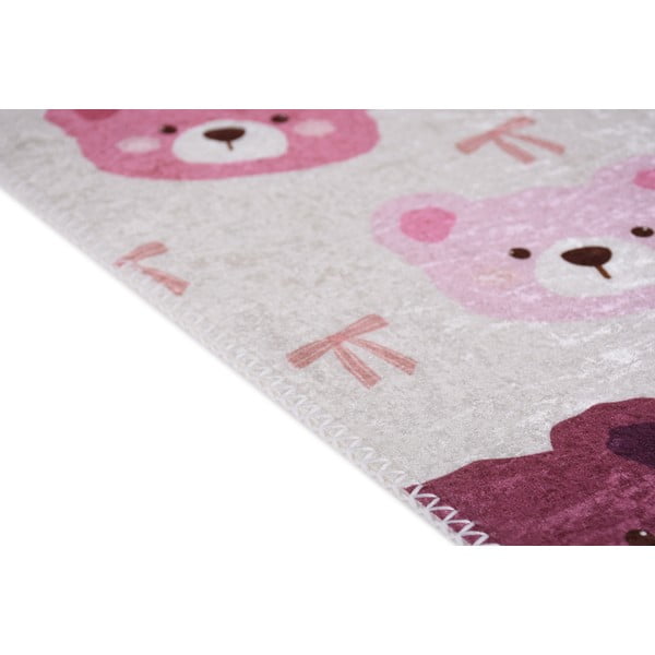 Tappeto per bambini rosa e avorio lavabile 60x100 cm Cute Teddies Pink – Vitaus-image-2
