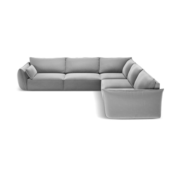Divano angolare grigio chiaro con rivestimento in velluto Vanda – Mazzini Sofas