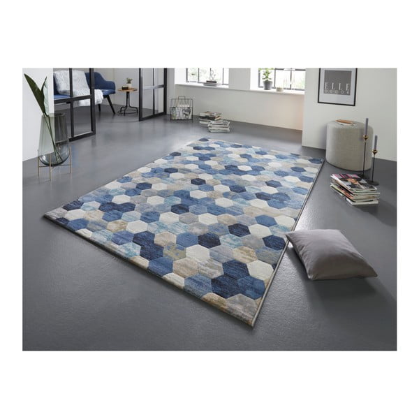 Tappeto blu e crema Arty Manosque, 200 x 290 cm - Elle Decoration-image-1